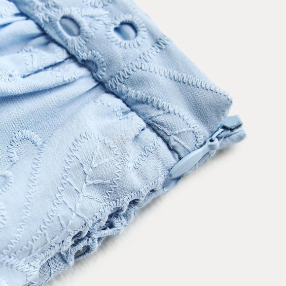 ZARA BLOGGERS FAVORITE EMBROIDERED EYELET MIDI SKIRT - Picture 11 of 16